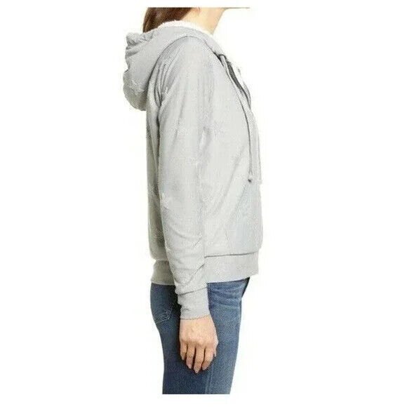 Bobeau Jacquard Zip Up Jacket Grey Star Womens XL Fleece Lined Hoodie Pocket NWT - Picture 2 of 7